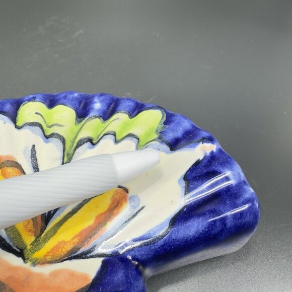 Mexico Hand Made Talavera Pottery Napkin Holder Flower Pattern Hand Painted VTG - Picture 7 of 10